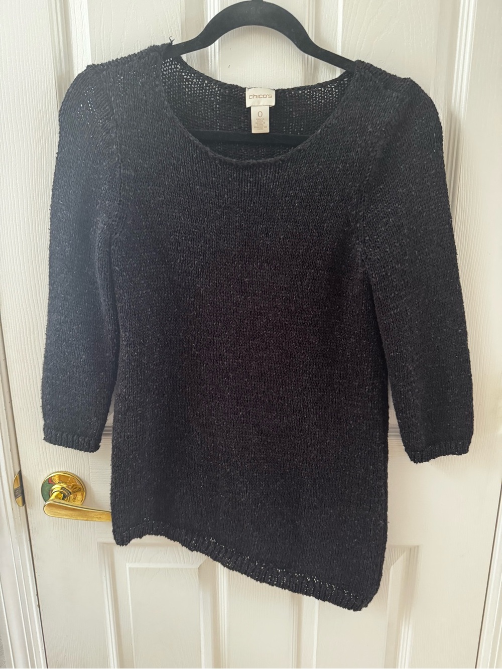 Chico's Black Scoop-Neck Asymmetrical Knit Sweater